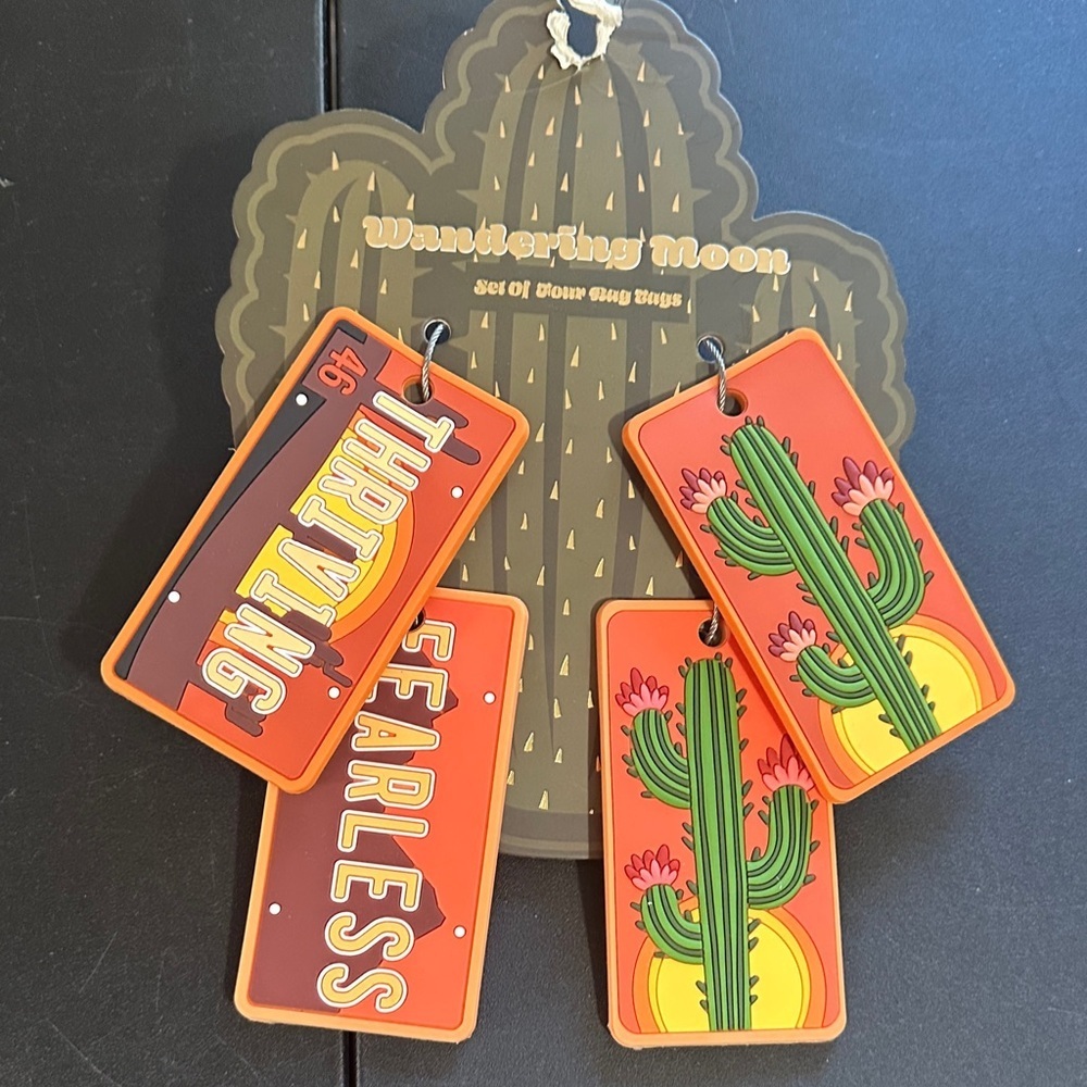 Wandering moon set of four bag tags desert theme